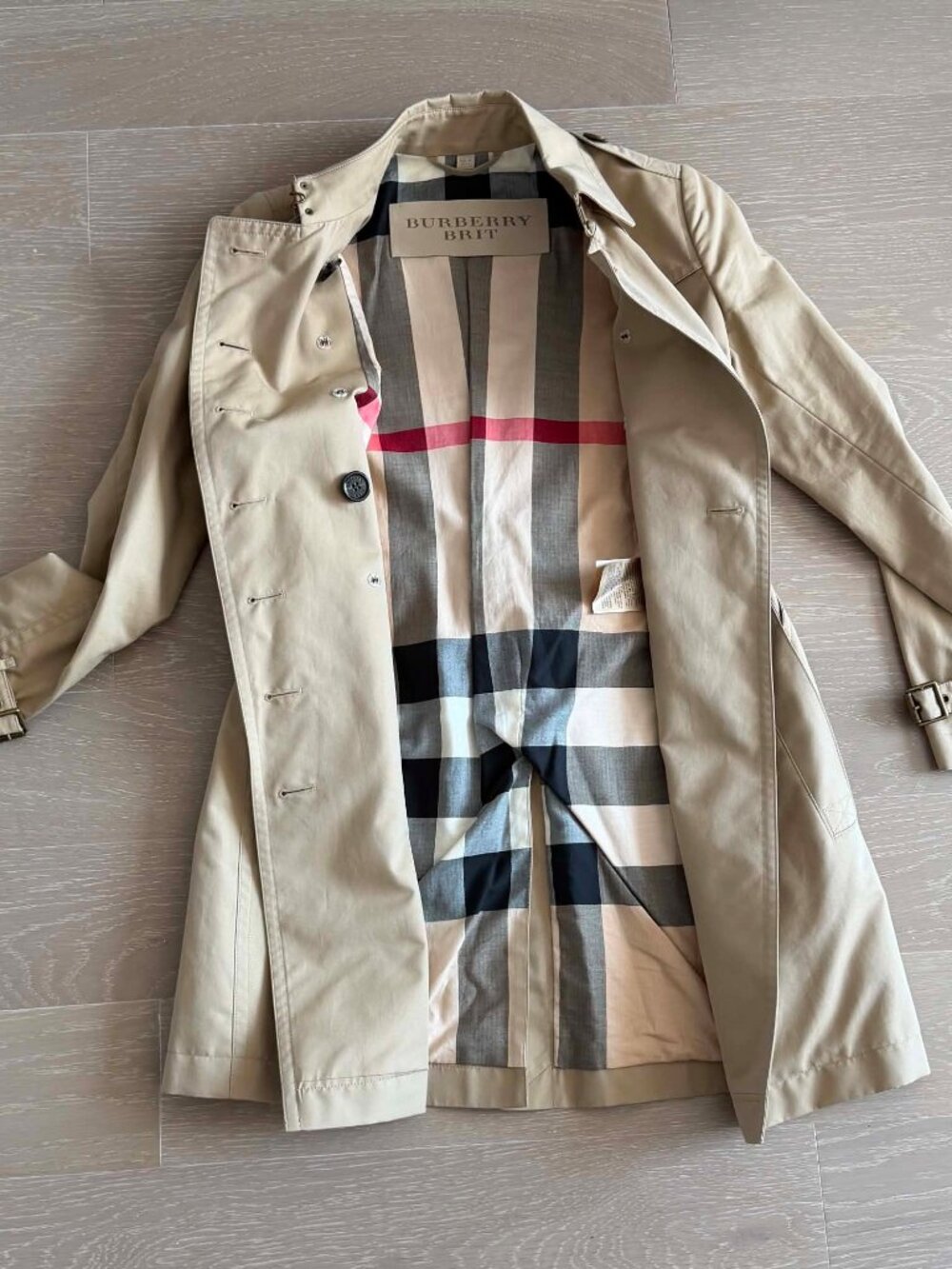 Burberry Brit Trench Coat Khaki Double Breasted - Picture 4 of 6